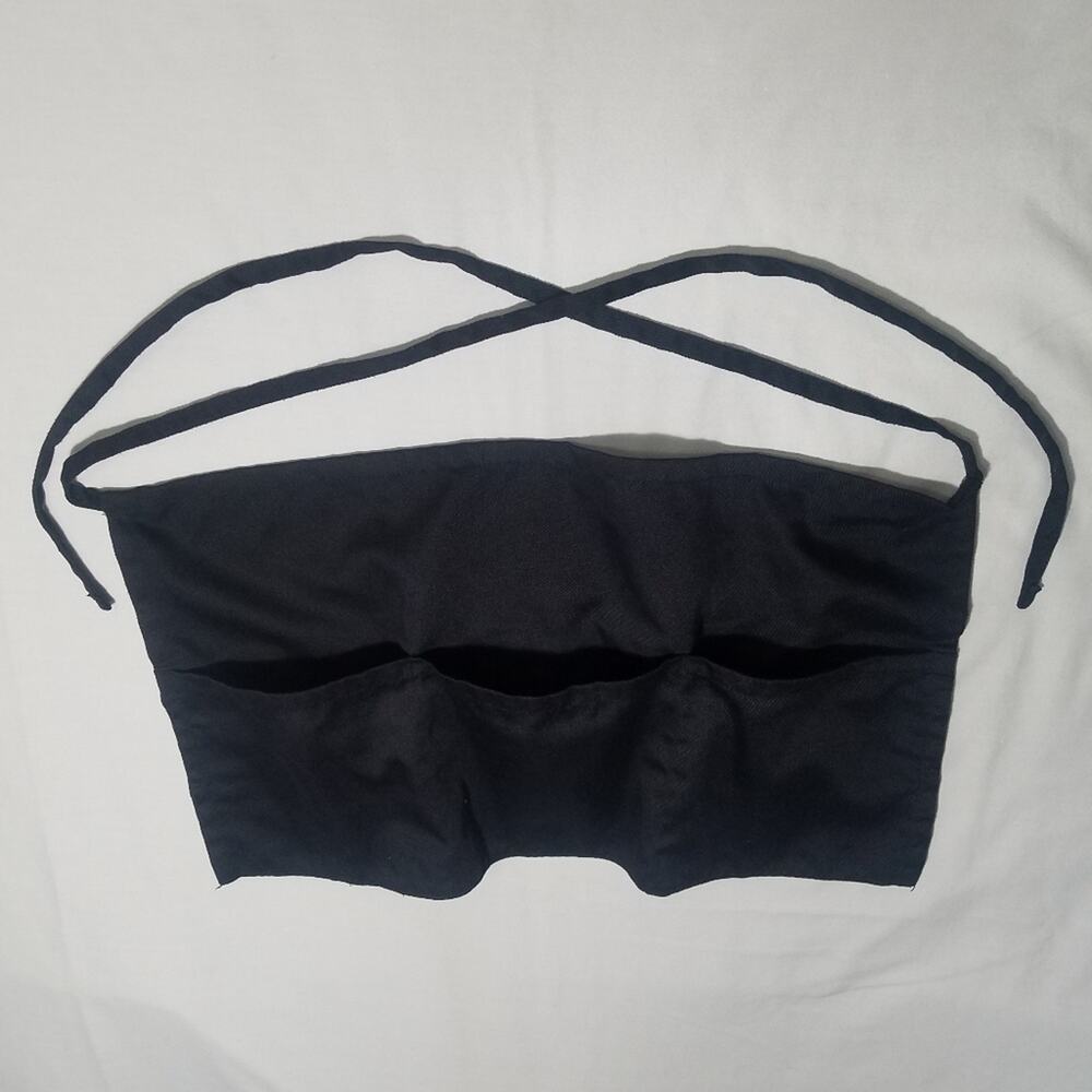 Apron Black Canvas Double Side Ties At Waist Cooking Gardening Painting Crafting